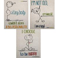 Stickman Sayings Set of 3 Each Swedish Dishcloths | One of Each Design | ECO Friendly Absorbent Cleaning Cloth | Reusable Cleaning Wipes