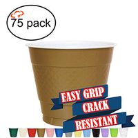 TigerChef 9 Ounce Gold 75 Pack Easy Grip Plastic Party Cups Solid Color Disposable 9 Oz Plastic Cups BPA Free