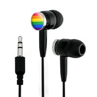 Graphics and More Rainbow Pride Gay Lesbian Contemporary Novelty in-Ear Earbud Headphones - Black
