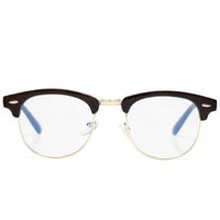 AZORB Retro Blue Light Blocking Computer Glasses Semi-Rimless Eyeglasses Frame Horn Rimmed (Brown)