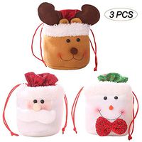 EAGKORD 3PCS Christmas Candy Bags Gift Treat Bags Portable Christmas Handbag Santa Sack Backpack for Candies, Toys or Decoration