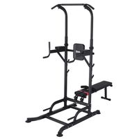 UBOWAY Power Tower -Pull Up Bar Stand &Dip Station Adjustable Height Heavy Duty Multi-Function Fitness Training Equipment Home Gym (with Bench)
