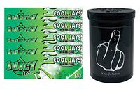 Herb Airtight Container Fresh Kettle with Juicy Jay's Cool Jay's 1.25 Flavored Hemp Rolling Papers 5 Count DC Crafts Nation- Middle Finger