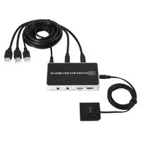 HDMI KVM Switch 4K 30Hz with 2 Port USB Support Keyboard Mouse Switching for Linux, Windows, Mac, PS4