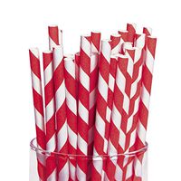 Red Striped Paper Straws 24 count
