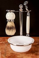 Artemis White MACH 3 Shaving Gift Set - Razor, Bowl & Brush on Stand SHV118