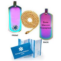 Bone Marrow Transplant Medical Alert ID Dog Tag Pendant in Anodized Titanium