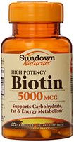 Sundown, Biotin 5000 Mcg Capsules, 60 ct