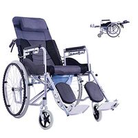 WenFei shop Standard Reclining Wheelchair, Disabled Children Lying Reclining Wheelchair - 220lb Weight Capacity - Elevating Leg Rest,17inch Seat - Recliner Folding Wheelchair