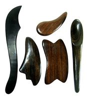 NareeGreen 5 Pieces Difference Guasa Gua-sha Scraping Tool for The Patient's Neck, Chest, Face - Back - Eyes Relieve Fatigue - Black Wood