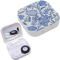 Portable Contact Lens Case Box Travel Kit Mirror + Bottle + Tweezers Container Holder [ Fantasy Flowers Natural ]