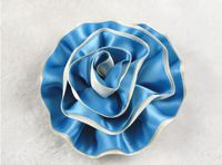 10pcs Big Polyester 75mm Ribbon Rose Flower Wedding Appliques DIY-(Pick Color) (Blue)