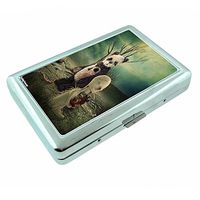 Panda Alien Heart Em1 Hip Silver Cigarette Case Id Holder Metal Wallet 4" X 2.75" RFID Protection