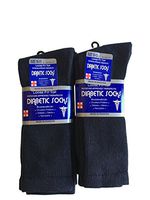 J&J 3, 6, or 12 Pairs Diabetic CREW circulatory Socks Health Men’s Cotton ALL SIZE (Black 6Pack, 9-11)