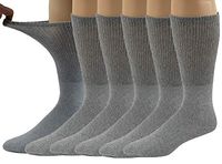 Differenttouch 6 Pairs Men's Loose Fit Top Diabetic Diabetes Crew Socks (9-11, Grey)