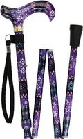 Pretty Purple Folding Adjustable Designer Derby Walking Cane with Engraved Collar