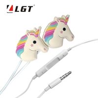 Cartoon Earphones 3D Cute Animal Unicorn Earbuds Best Headphones suitable to Remote and Mic for Apple Samsung HTC Android smartphones Tablets hands-free/in-ear style earbuds of Electronics Wired 3.5mm