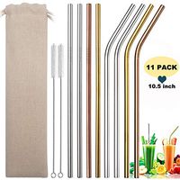 Jiecikou Stainless Steel Straws Metal Drinking Straw Reusable Straws Set with Cleaning Brush for 30/20oz Cups