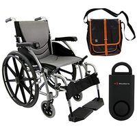 Karman S-Ergo 115 Ultra Lightweight Ergonomic Wheelchair | Seat Size 18" X 17" | Swing Away Footrest | Fixed Wheels and Mag Wheels in Silver & Free 130 dB Black Safety Alarm!