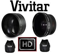 2-Pc HD 2.2x Telephoto & Wide Angle Lens For Panasonic Lumix DMC-FZ200 DMC-FZ300