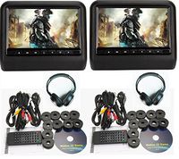 2 pcs 9" Black Digital TFT LED screen Easy to install and High Resolution Color Display Adjustable Automobile Car Vehicle Headrest DVD Player