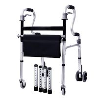 Wheel Walking Frame with Armrest Support Pad Thick Aluminum Alloy Rehabilitation Auxiliary Walking Frame Elderly Walking Aid Height Adjustable