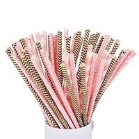 Frjjthchy 100 Pieces Paper Straws Party Decoration Striped Drinking Straws