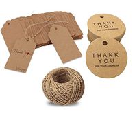 OxoxO 10CM x 5CM/ 4.2CM "Thank You" Kraft Tags Christmas Kraft Gift Tags Paper Wedding Labels Hang Tag with 30 Meters Jute Twine Brown