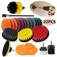 22pcs Drill Brush Attachment Set, Power Scrubber Drill Brush Kit With Extend Long Attachment, Scrubing Pads Cleaning Kit for Sinks, Floor, Tile Sealants, Bathtub, Wheels, Carpe