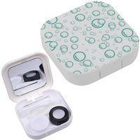 Portable Contact Lens Case Box Travel Kit Mirror + Bottle + Tweezers Container Holder [ Soap Bubbles On ]