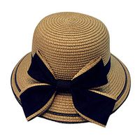 Meidexian888 Parent-child Sun Hat,Summer Women Baby Kids Girl Mom Beach Straw Flat Brim Cap (Khaki, 56-58cm/22-22.8)