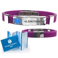 "Alzheimer's" Designer Medical Alert ID Bracelet. Choose Color!