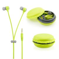 GEARONIC TM Cute 3.5mm in Ear Earphones Earbuds Headset with Macaroon Ear Buds Organizer Box Case Compatible with Smart Phones PC MP3 (Green)