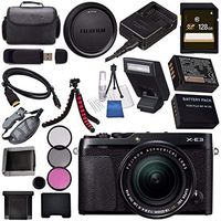Fujifilm X-E3 XE3 Mirrorless Digital Camera with 18-55mm Lens (Black) 16558798 + NP-W126 Lithium Ion Battery + 58mm 3 Piece Filter Kit + 128GB SDXC Card + Carrying Case + Micro HDMI Cable Bundle
