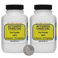 Activated Charcoal [C] 100% ACS Grade Fine Powder 8 Oz in Two Space-Saver Bottles USA