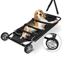 Rziioo Animal Stretcher Pet Stretcher 48x27 Inch Trolley with Wheels Max 200lbs Capacity Black