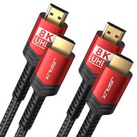 HDMI Cables 2.1 2 Pack 6ft, JSAUX 48Gbps 8K & 4K Ultra High Speed HDMI Braided Cord, 4K @ 120Hz 144Hz, 8K @ 60Hz, HDCP 2.2 & 2.3, HDR 10, eARC Compatible with Laptop Monitor UHD TV PS5 PS4 Dolby -Red