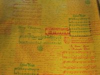 Christmas Carols Musical Script on Gold Foil Embossed Gift Wrapping Paper -24"x30' Roll