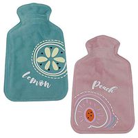 Mini Hot Water Bottle, with Fleece Warm Water Bag, 2Pcs Portable Adult/Lovely Children's Hand Warmers, Great for Relieve Muscle Aches & Pains, Menstrual Pain Relief Warm Bag（350ML）