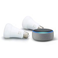 Echo Dot (3rd Gen) Heather Gray Bundle with Philips Hue White & Color 2-pack A19 Smart Bulbs, Bluetooth & Zigbee compatible (No Hub Required)