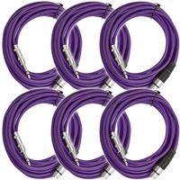 Seismic Audio - SATRXL-F25Purple-6Pack - 6 Pack of 25 Ft XLR Female to 1/4" TRS Patch Cable Snake Cords Balanced - Purple