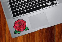 Yadda-Yadda Design Co. Rose Blossom D2 Stained Glass Style - Vinyl Decal for Trackpad | Tablet | Laptop YYDC (2.75" w x 3" h) (Small, RED)