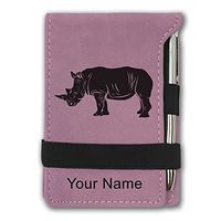 Mini Notepad, Rhinoceros, Personalized Engraving Included (Pink)