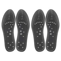 Massaging Insole, 2 Pairs Upgraded Acupressure Magnetic Foot Insoles for Pain Relief Therapy Reflexology Massage Insoles for Men and Women, Size Cutable and Washable (Black)