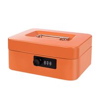 Cash Box with Money Tray and Combination Lock Metal Money Box with Cash Tray Portable Change Lock Box 7.87 x 6.3 x 3.54 Inches Orange