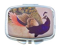 Value Arts Pill Box, Peacock, 2 Compartments, 2.25 Inches Wide