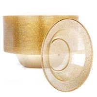 12oz Plastic Bowls Set of 50 - Gold Glitter 12 oz Heavy Duty Dessert Disposable Bowl Pack for Wedding or Party…
