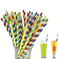 Paper Straws 100 pcs Biodegradable Party with Recycled Packaging Bulk Drinking Solid Straw Decorations for Everyday, Wedding, Celebration, DIY, Multi-Color
