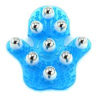 SAMYO Palm Shaped Massage Glove Body Massager with 9 360-degree-roller Metal Roller Ball Beauty Body Care (Blue)