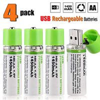 4 Pack AA Batteries, Rechargeable AA Batteries High Capacity with USB Charging Port, 1.2V 1450mAh NiMH Long Lasting Double A Batteries for Electronics, Toy Cars, Game Controller, Shaver